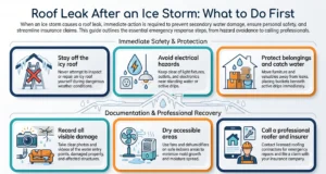 Seven step checklist for a roof leak after an ice storm